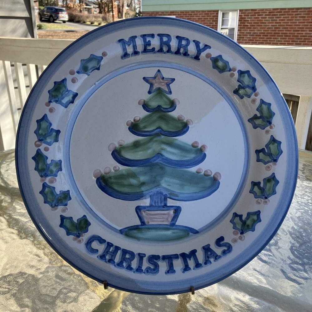 MA Hadley Merry Christmas Tree Serving Platter or chop plate 12.75", Vintage